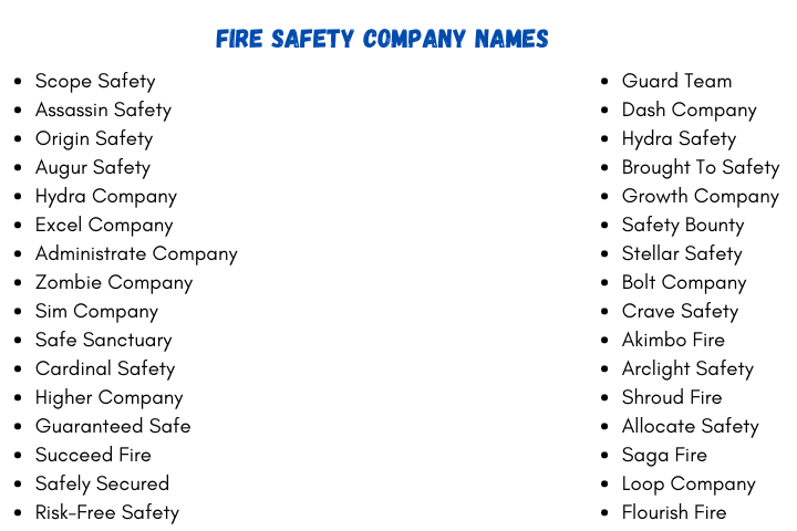 Fire Safety Company Names