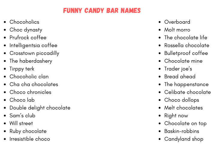 Funny Candy Bar Names