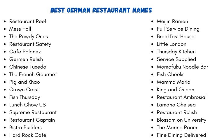Best German Restaurant Names