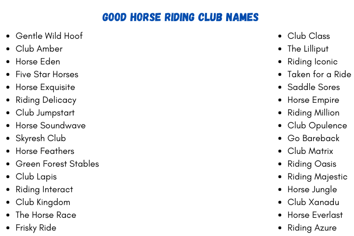 Good Horse Riding Club Names