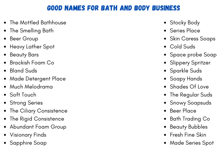 Good Names for Bath and Body Business
