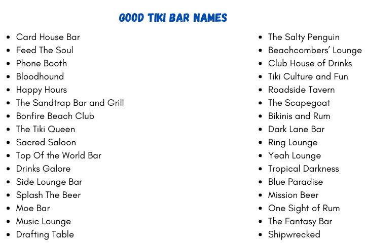 Good Tiki Bar Names