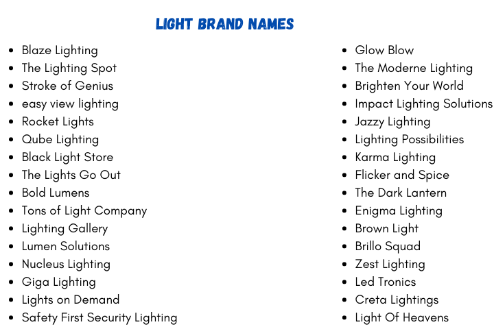 Light Brand Names