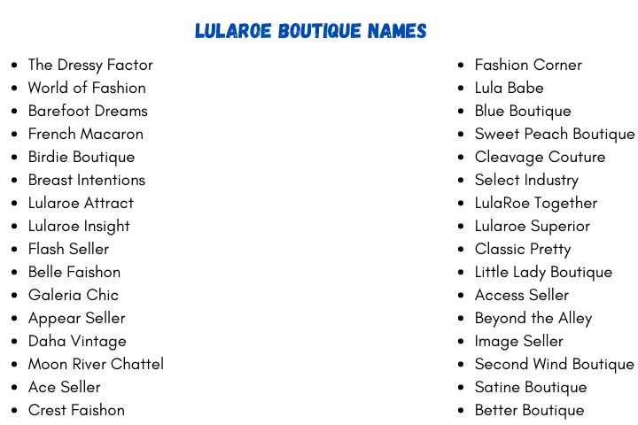 Lularoe Boutique Names