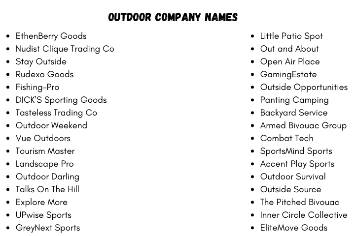 Outdoor Company Names