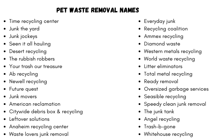 Pet Waste Removal Names