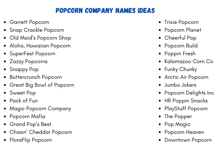 Popcorn Company Names Ideas