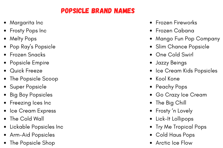 Popsicle Brand Names