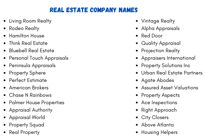 Real Estate Company Names