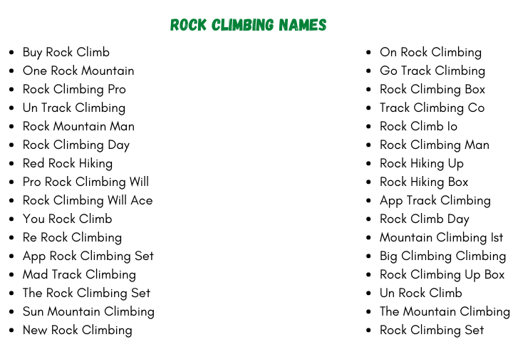 Rock Climbing Names