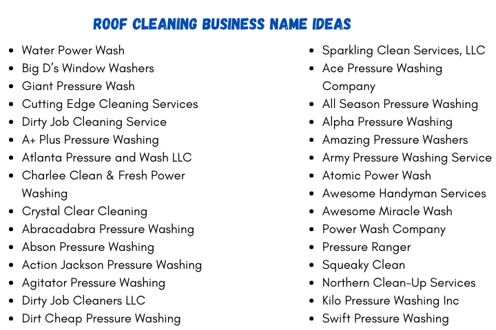 Roof Cleaning Business Name Ideas