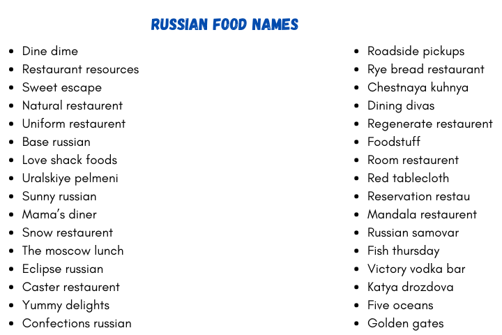 Russian Food Names