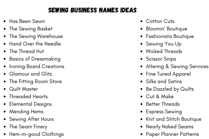 Sewing Business Names Ideas