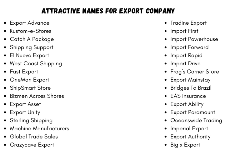 Attractive Names for Export Company