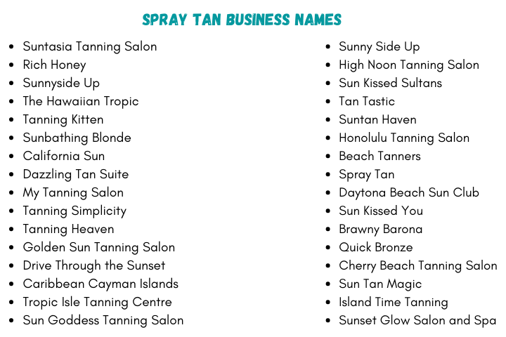 Spray Tan Business Names