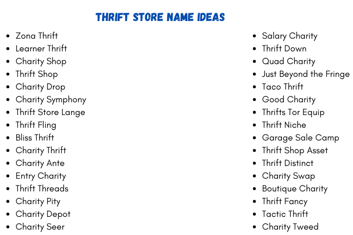 Thrift Store Name Ideas