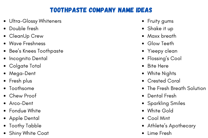 Toothpaste Company Name Ideas