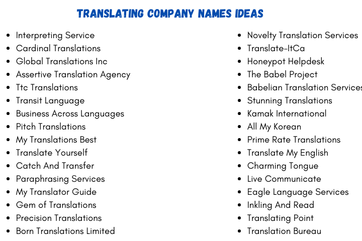 Translating Company Names Ideas