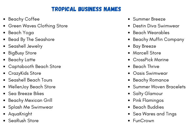 Tropical Business Names