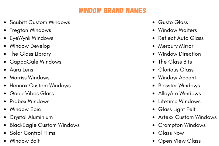 Window Brand Names