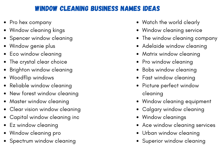 Window Cleaning Business Names Ideas