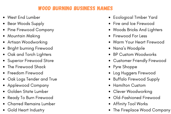 Wood Burning Business Names