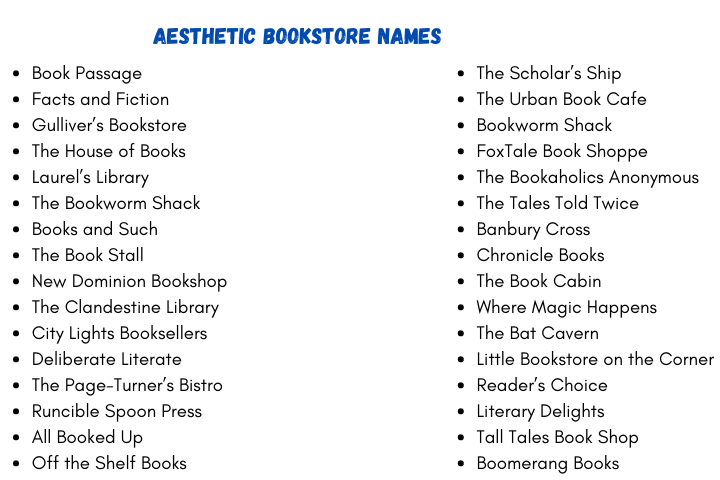 Aesthetic Bookstore Names