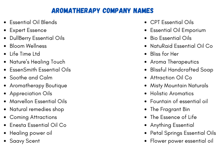Aromatherapy Company Names