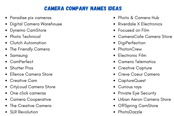 Camera Company Names Ideas