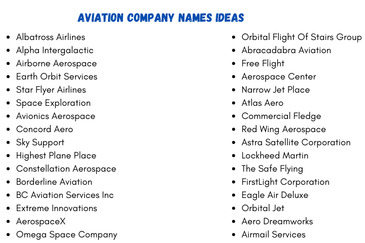 Aviation Company Names Ideas