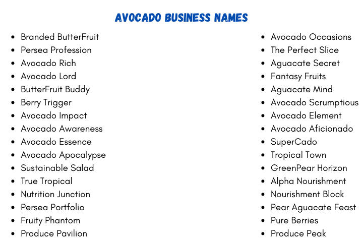 Avocado Business Names