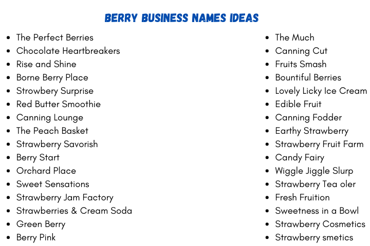 Berry Business Names Ideas