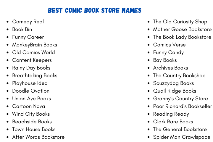 Best Comic Book Store Names