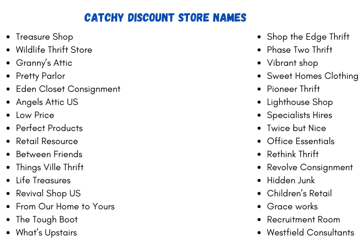Catchy Discount Store Names