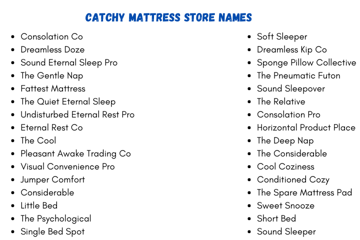 Catchy Mattress Store Names