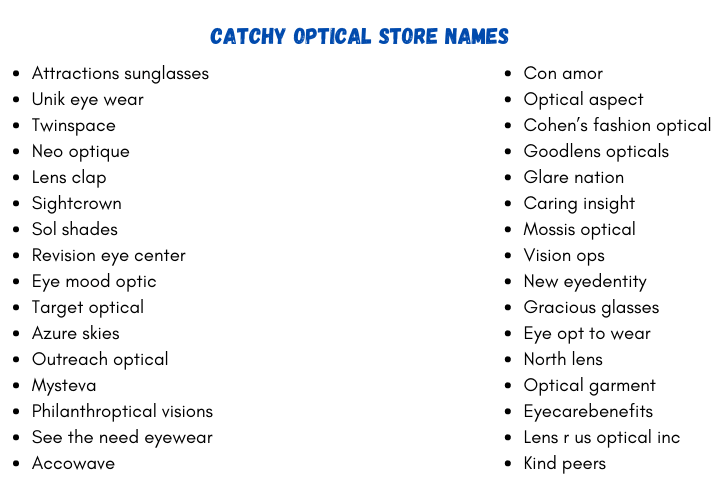 Catchy Optical Store Names