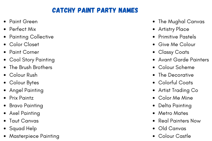 Catchy Paint Party Names