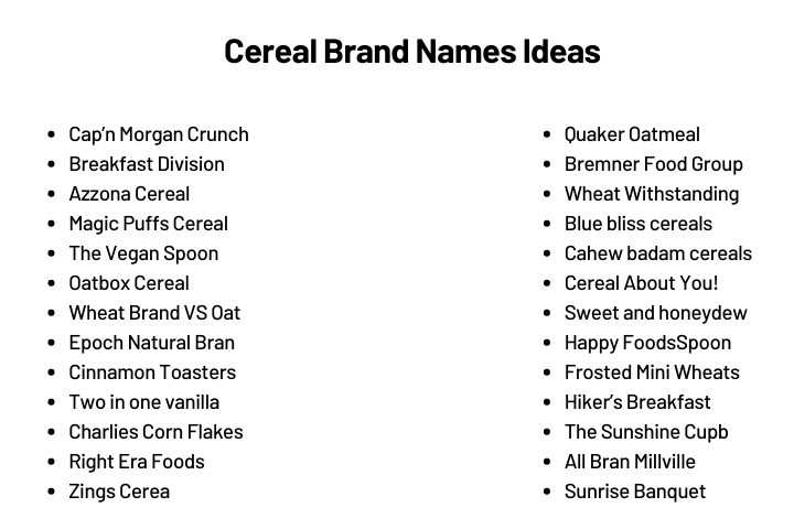 Cereal Brand Names Ideas