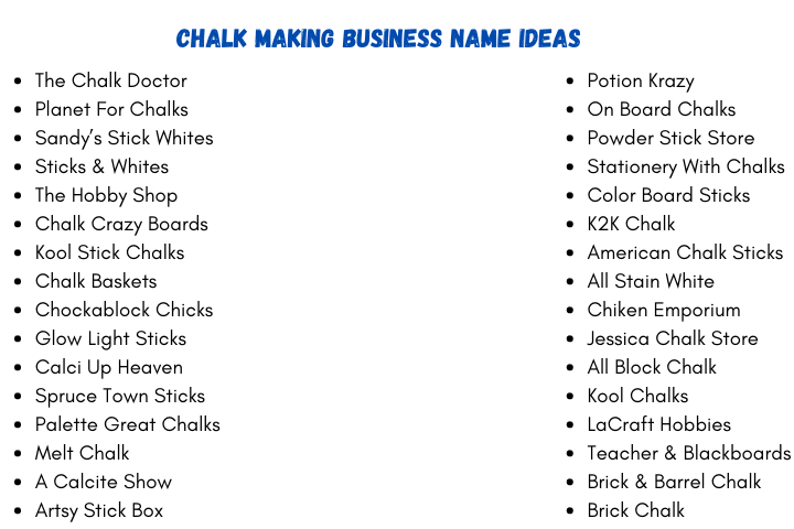 Chalk Making Business Name Ideas