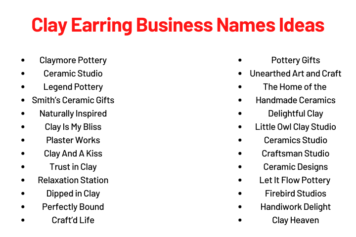 Clay Earring Business Names Ideas