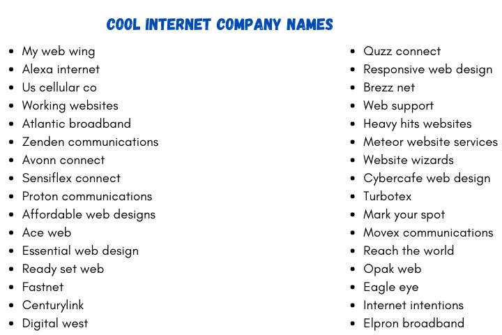 Cool Internet Company Names