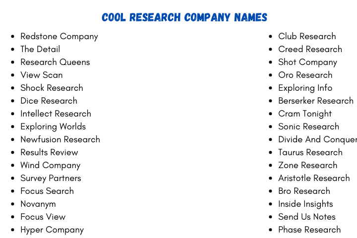 Cool Research Company Names
