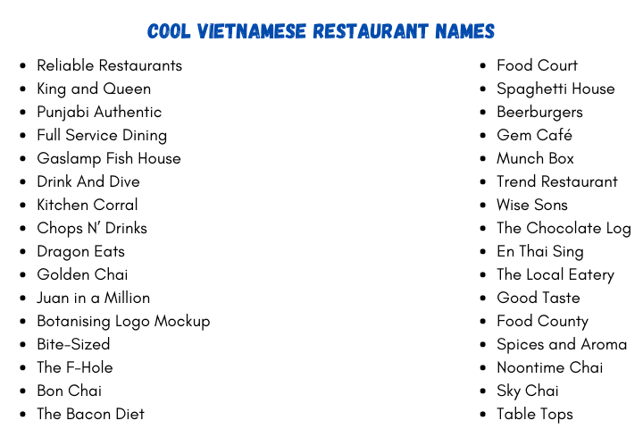 Cool Vietnamese Restaurant Names