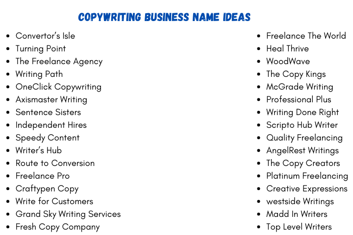 Copywriting Business Name Ideas
