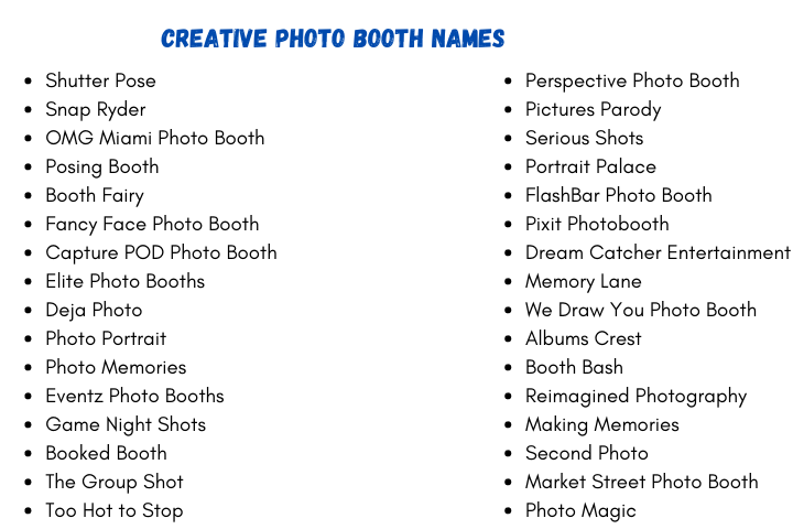Creative Photo Booth Names