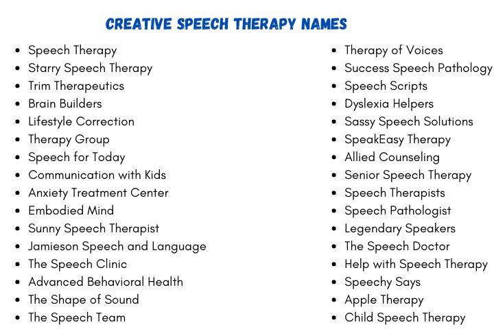 Creative Speech Therapy Names