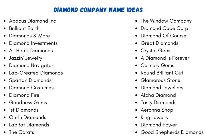 Diamond Company Name Ideas