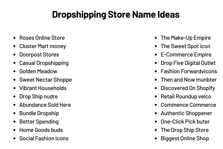 Dropshipping Store Name Ideas