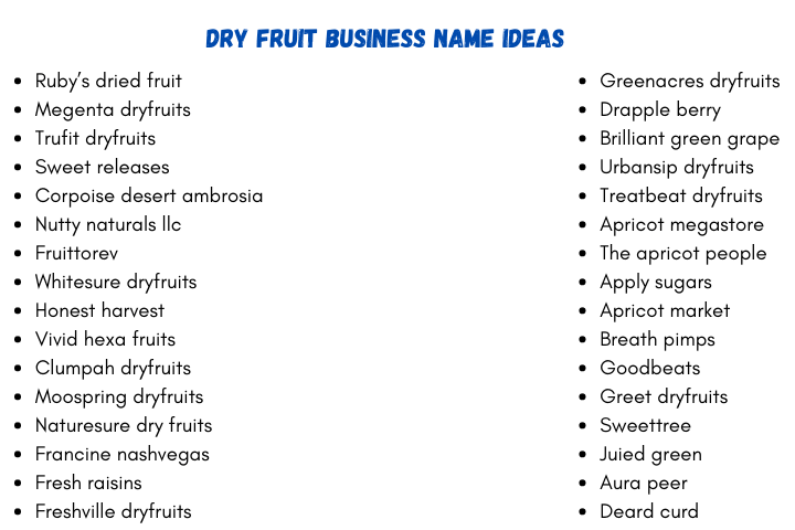 Dry Fruit Business Name Ideas
