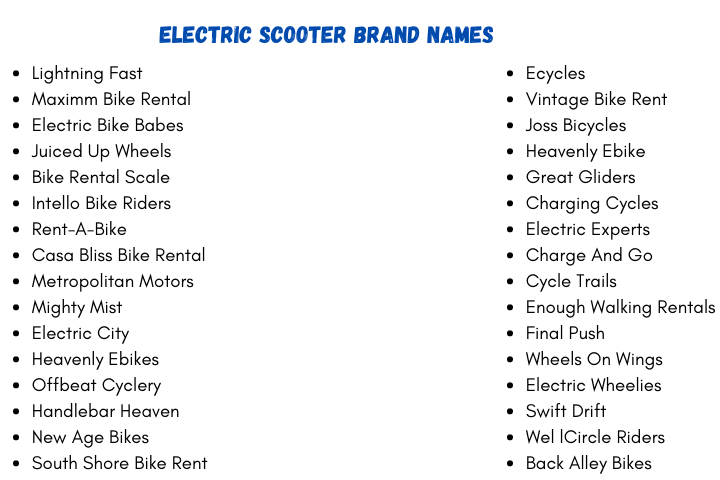 Electric Scooter Brand Names